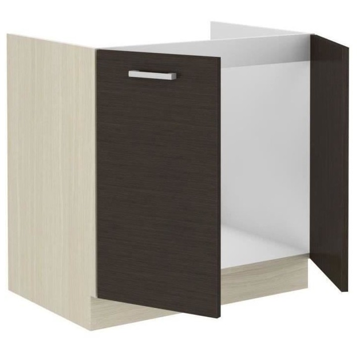 CHAMONIX Meuble bas évier - Décor chene clair - L80 x P52 x H82 cm -