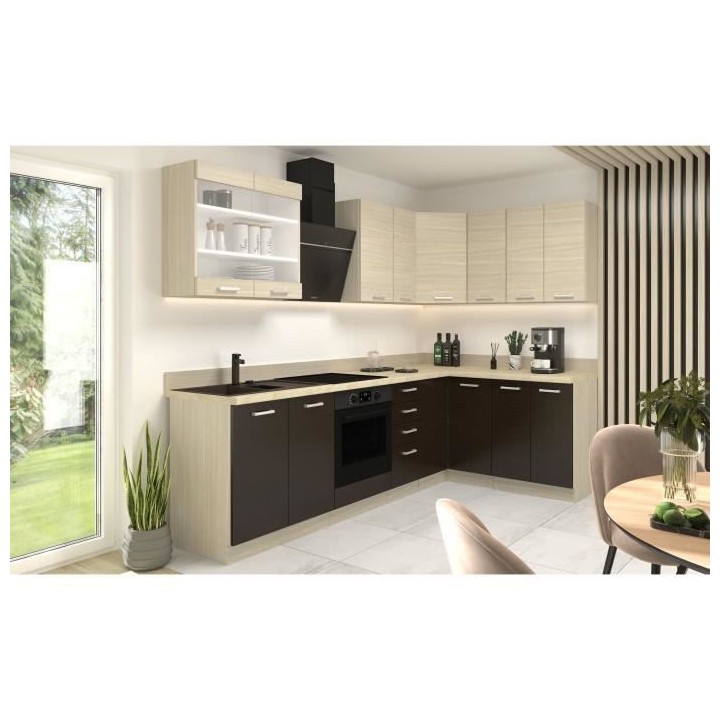 CHAMONIX Meuble d'angle bas - Décor chene clair - L83 x P52 x H82 cm