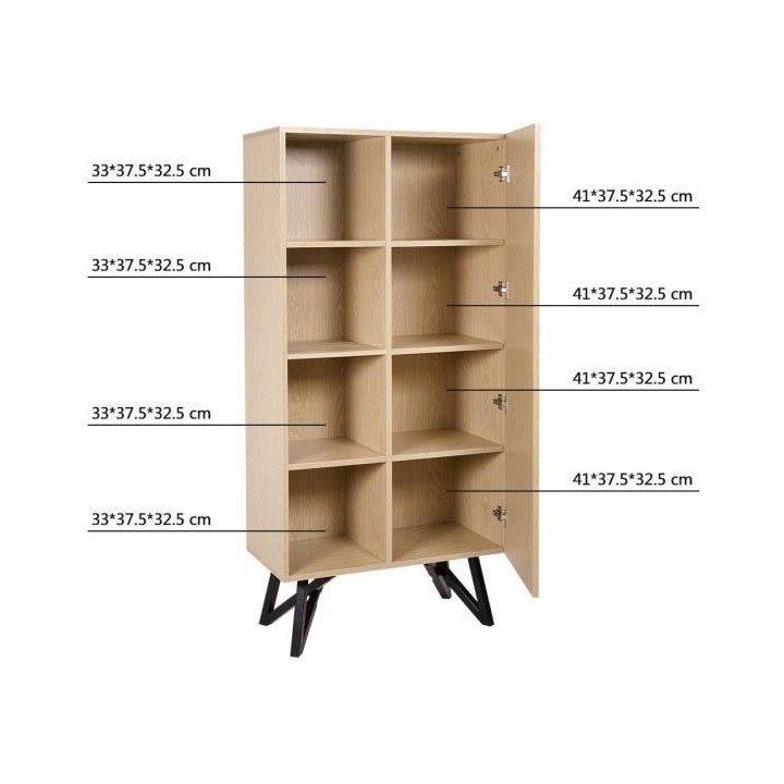 Bibliotheque STARLIGHT - Noir et chene -1 porte 3 étageres - L 80 x P