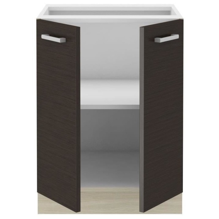 CHAMONIX Meuble bas - 2 Portes battantes - Mélaminé - Décor chene f