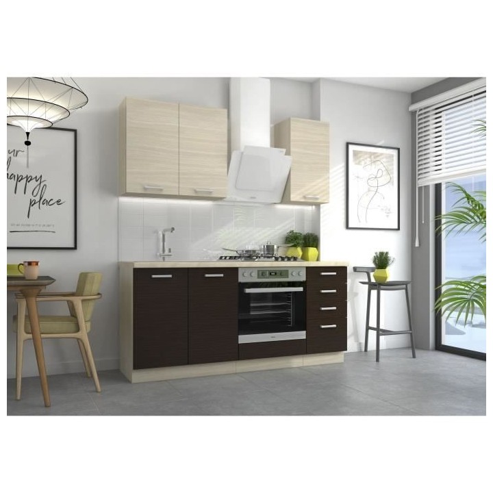 CHAMONIX Meuble bas 80 cm - 2 Portes battantes - Mélaminé - Décor c