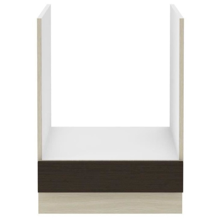 CHAMONIX Meuble bas four - 2 Portes - Mélaminé - Décor chene foncé