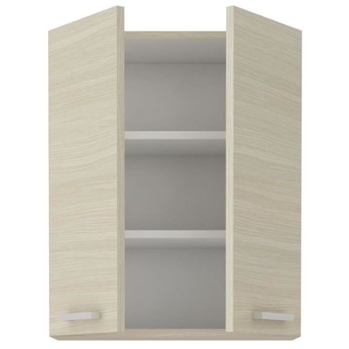 CHAMONIX Meuble haut - 2 Portes battantes - Mélaminé - Décor chene