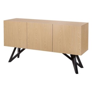 Buffet STARLIGHT - Noir et chene - Pieds laqué noir - 3 portes - L 16