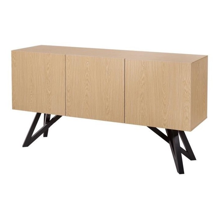 Buffet STARLIGHT - Noir et chene - Pieds laqué noir - 3 portes - L 16