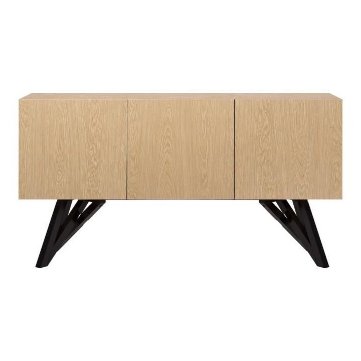 Buffet STARLIGHT - Noir et chene - Pieds laqué noir - 3 portes - L 16