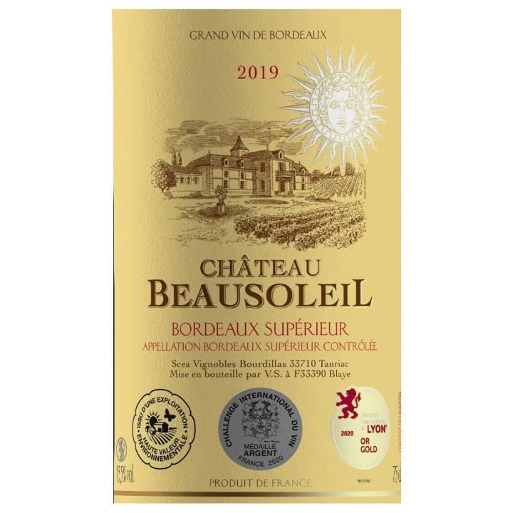 Château Beausoleil 2019 Bordeaux Supérieur - Vin rouge de Bordeaux