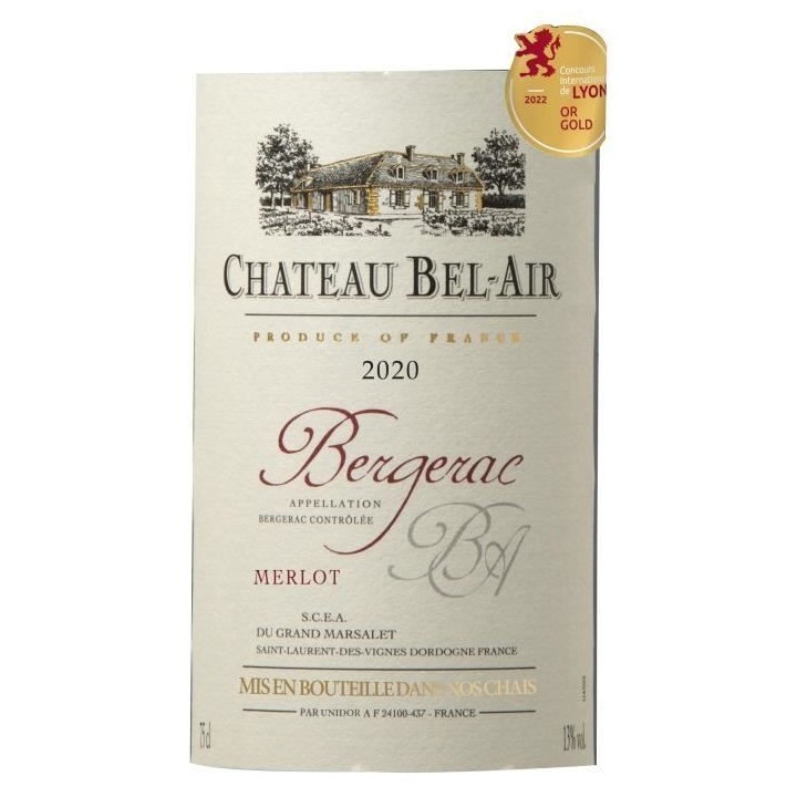 Château Bel-Air 2020 Bergerac - Vin rouge du Sud Ouest