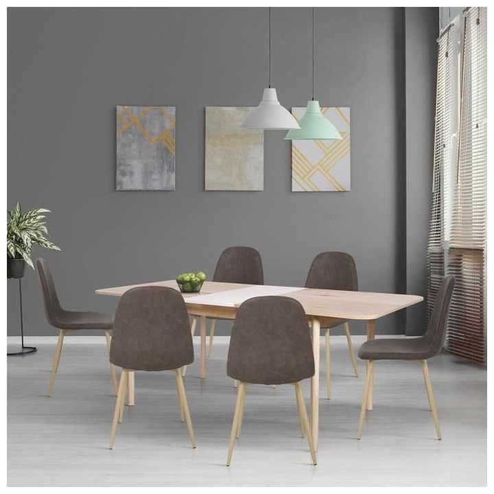 Table a manger extensible - Scandinave - NEW SOFIA - Chene et blanc av