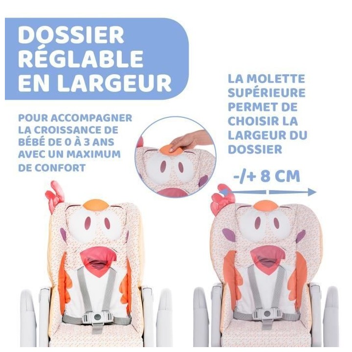 CHICCO Chaise Haute Polly 2 Start - 4 Roues fancy chicken
