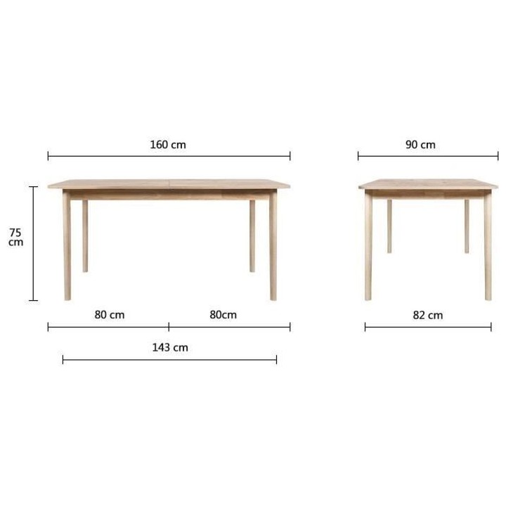 Table a manger extensible - Scandinave - NEW SOFIA - Chene et blanc av