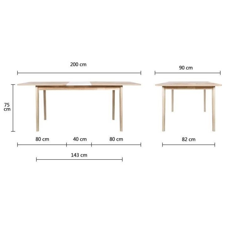 Table a manger extensible - Scandinave - NEW SOFIA - Chene et blanc av