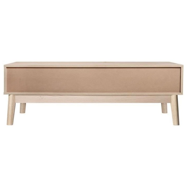 Table basse 2 tiroirs - Chene et Blanc avec motifs - Scandinave - L 12