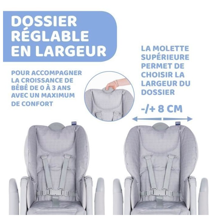 CHICCO Chaise Haute Polly 2 Start - 4 Roues happy silver