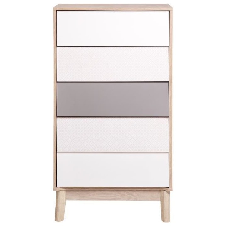 NEW SOFIA Chiffonnier - 5 tiroirs - Panneaux de particules - Chene Bla