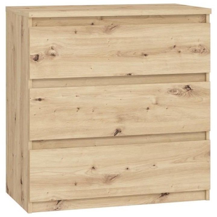 Commode CHELSEA 3 tiroirs - L 77,2 x P 42 x H 79,9 cm - Décor chene a