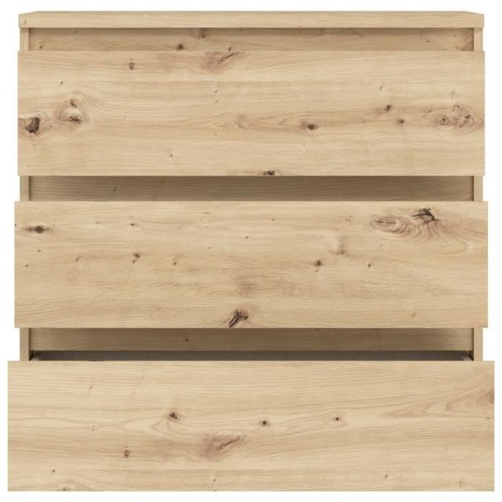 Commode CHELSEA 3 tiroirs - L 77,2 x P 42 x H 79,9 cm - Décor chene a