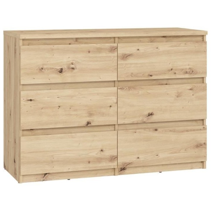 Commode CHELSEA 6 tiroirs - L 110 x P 42,2 x H 79,9 - Décor chene art