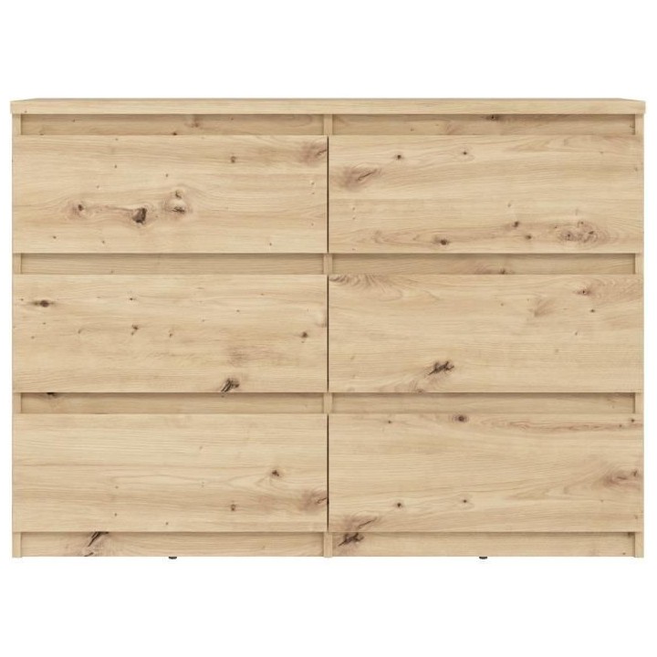 Commode CHELSEA 6 tiroirs - L 110 x P 42,2 x H 79,9 - Décor chene art