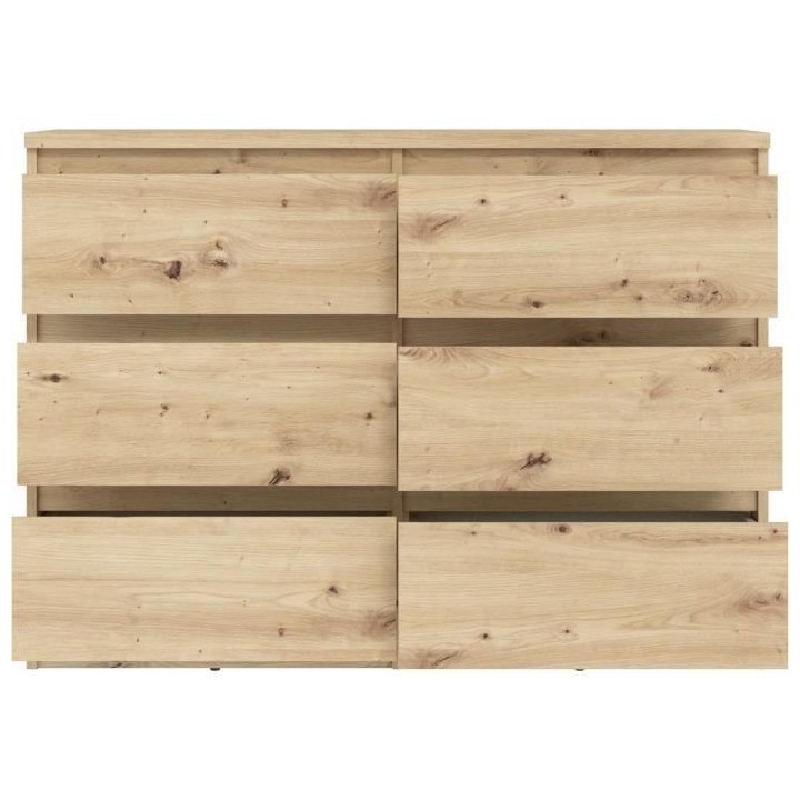 Commode CHELSEA 6 tiroirs - L 110 x P 42,2 x H 79,9 - Décor chene art