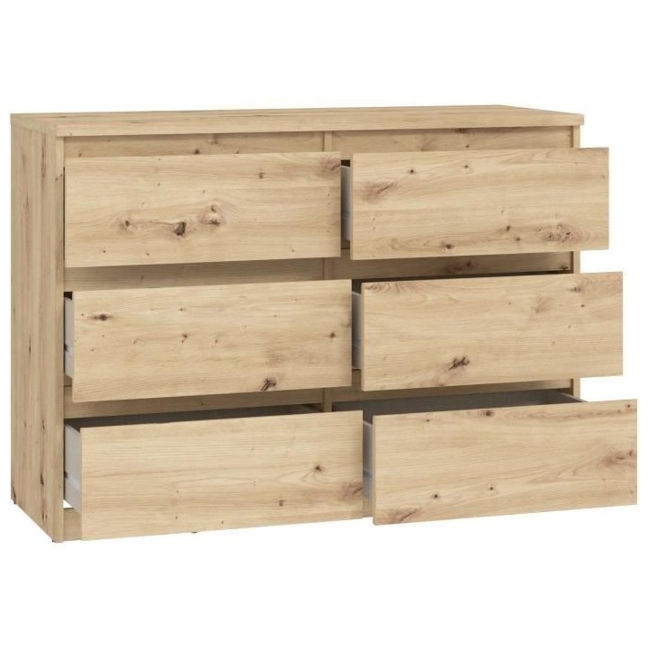 Commode CHELSEA 6 tiroirs - L 110 x P 42,2 x H 79,9 - Décor chene art