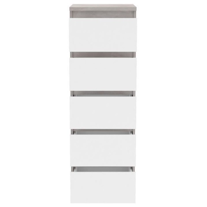 Commode CHELSEA 5 tiroirs - 41,8 cm - Décor optique béton clair KILO