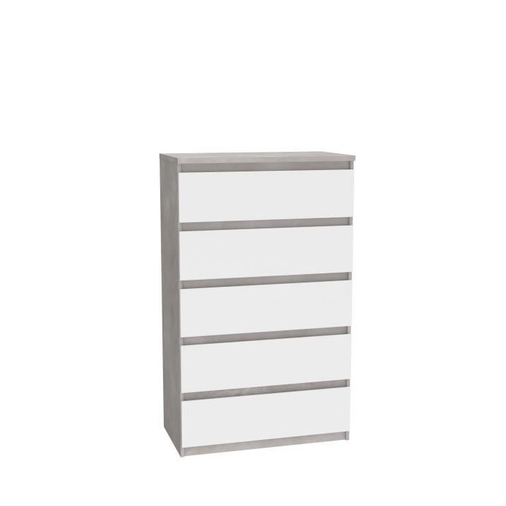 Commode CHELSEA 5 tiroirs - L 77,2 x P 42,2 x H 128,1 - Décor optique