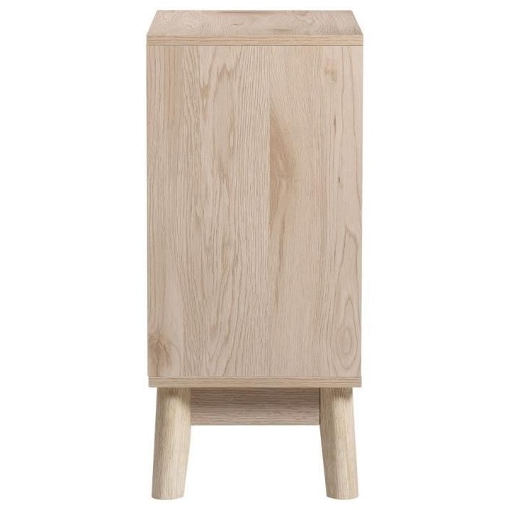 Chevet 2 tiroirs NEW SOFIA - Chene Blanc Gris Motifs - Scandinave L 45