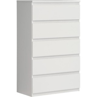 Commode CHELSEA 5 tiroirs - 77,2 cm - Décor blanc mat