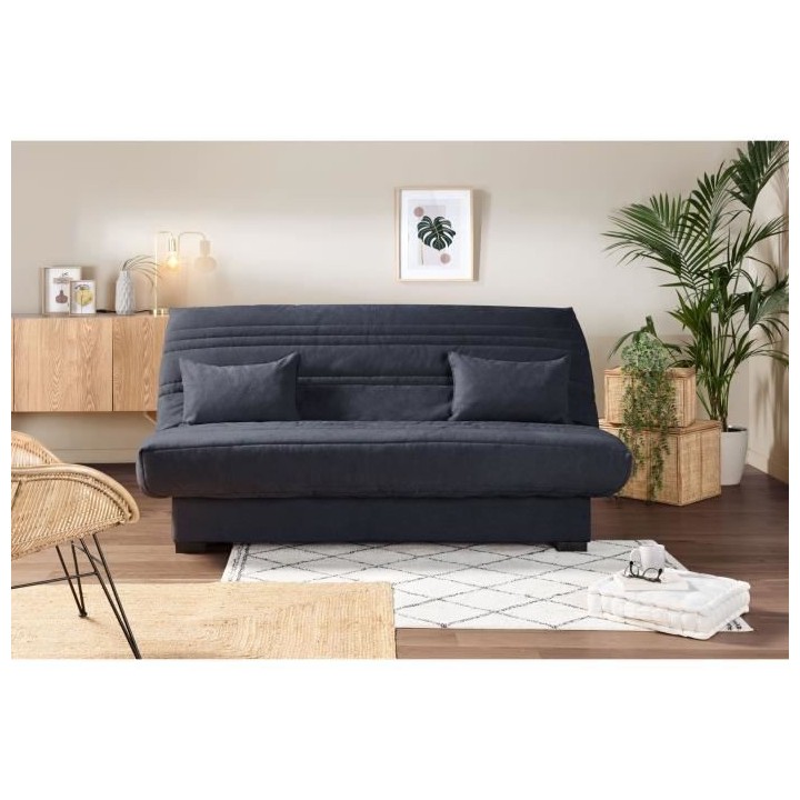 Banquette clic clac 3 places - Matelas 17 cm - Tissu gris anthracite -