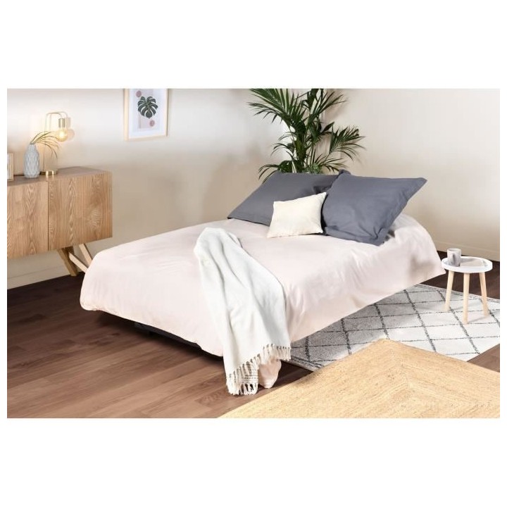 Banquette clic clac 3 places - Matelas 17 cm - Tissu gris anthracite -