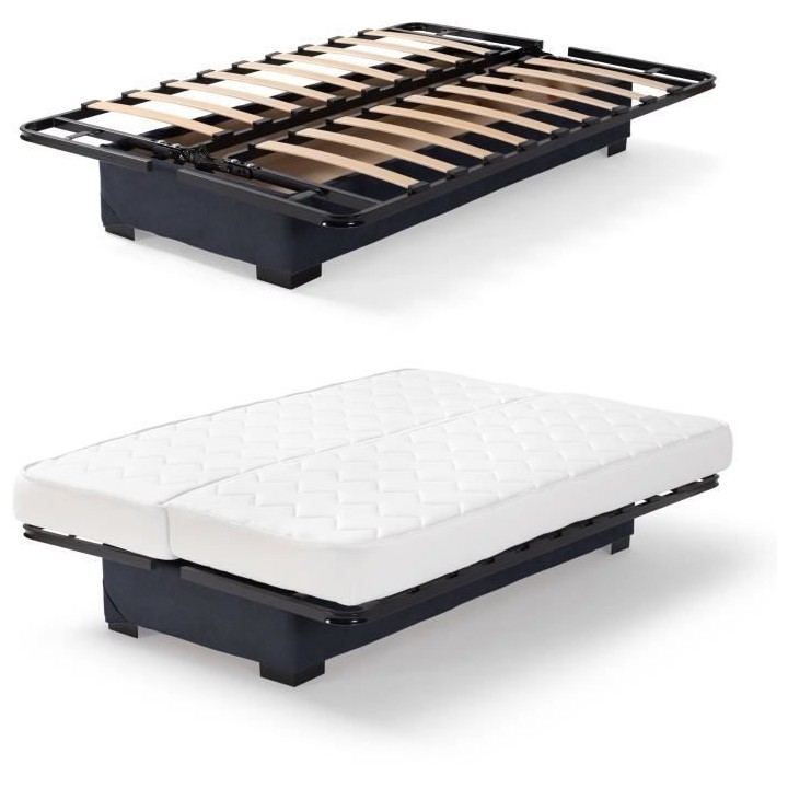 Banquette clic clac 3 places - Matelas 17 cm - Tissu gris anthracite -