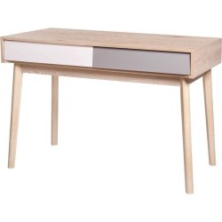 Bureau avec 2 tiroirs - Scandinave - NEW SOFIA - Chene Blanc Gris Motifs - L 120 x P 55 x H 78 cm