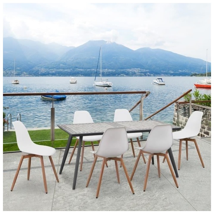 Lot de 2 chaises de jardin en PP - Blanc - 50 x 55 x 85,5 cm