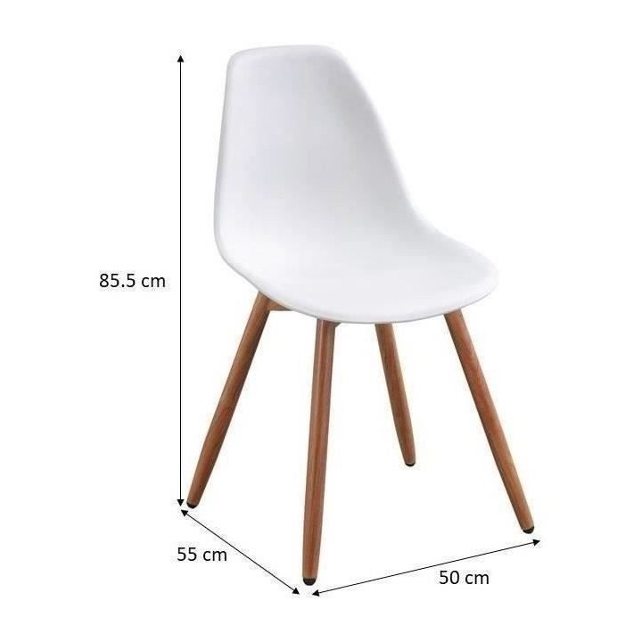Lot de 4 chaises de jardin en polypropylene - Blanc - 50 x 55 x 85,5 c