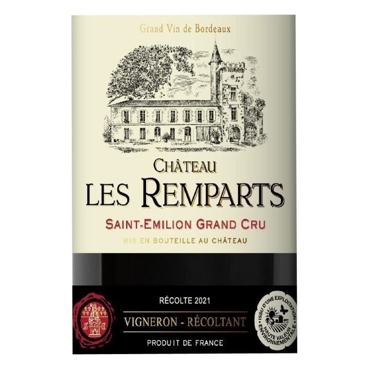 Château Les Remparts 2021 Saint-Emilion Grand Cru - Vin rouge de Bord