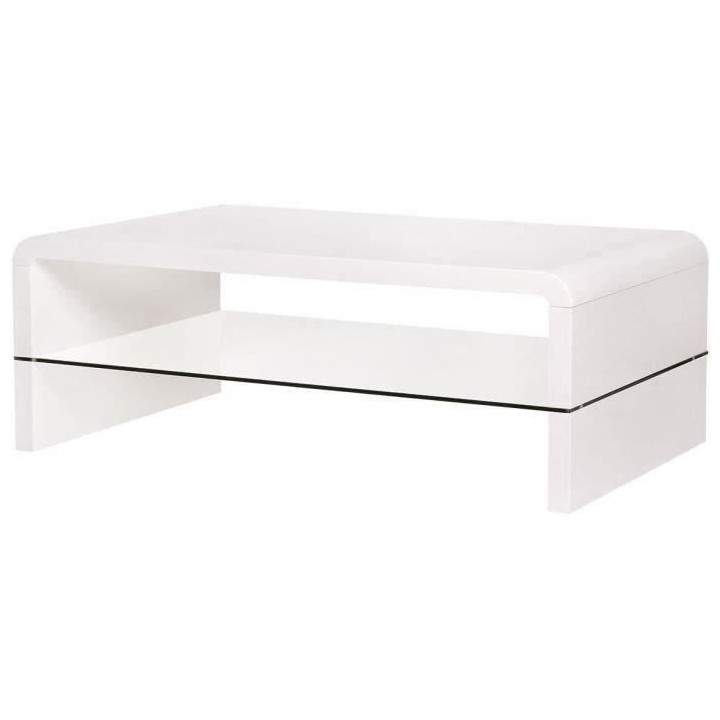 Table basse rectangulaire -MDF- Blanc laqué - Style contemporain -1