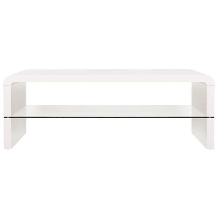 Table basse rectangulaire -MDF- Blanc laqué - Style contemporain -1
