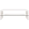 Table basse rectangulaire -MDF- Blanc laqué - Style contemporain -1 étagere en verre - 120 x 60 x 40 cm - BELLA