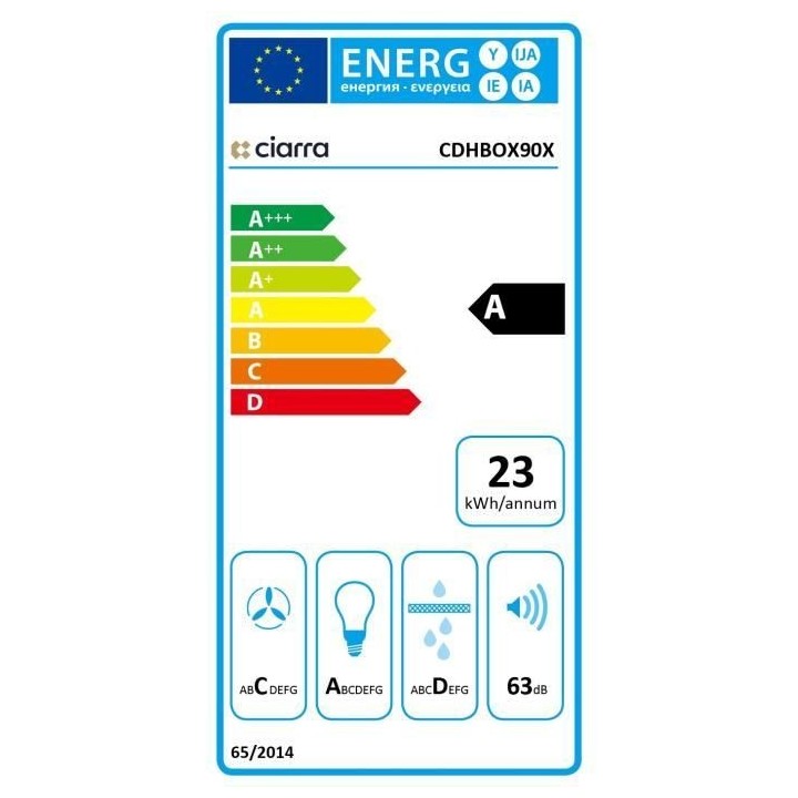Hotte murale BOX CIARRA CDHBOX90X - 90 CM - INOX