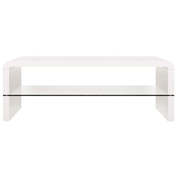 Table basse rectangulaire -MDF- Blanc laqué - Style contemporain -1