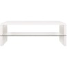 Table basse rectangulaire -MDF- Blanc laqué - Style contemporain -1 étagere en verre - 120 x 60 x 40 cm - BELLA