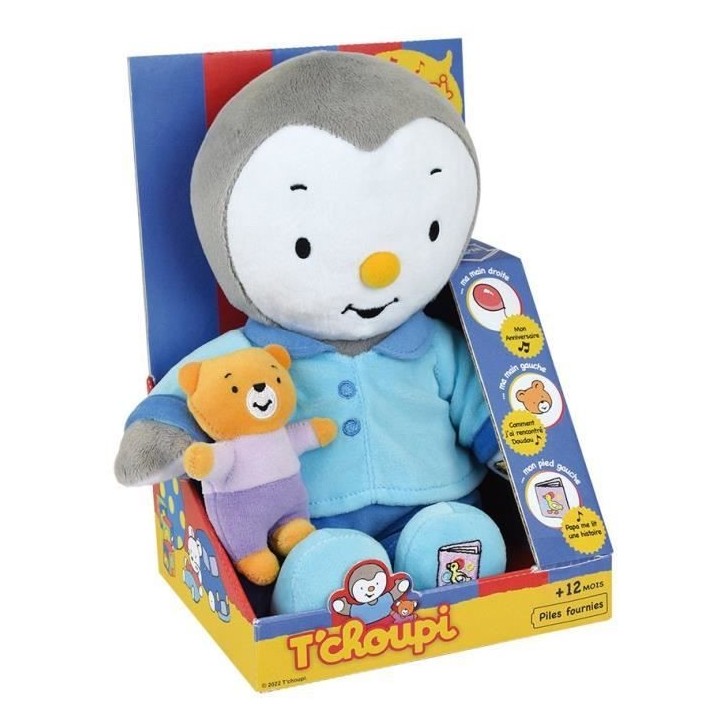 Peluche T'CHOUPI Raconte moi une histoire - JEMINI - ± 30 cm - Bleu -