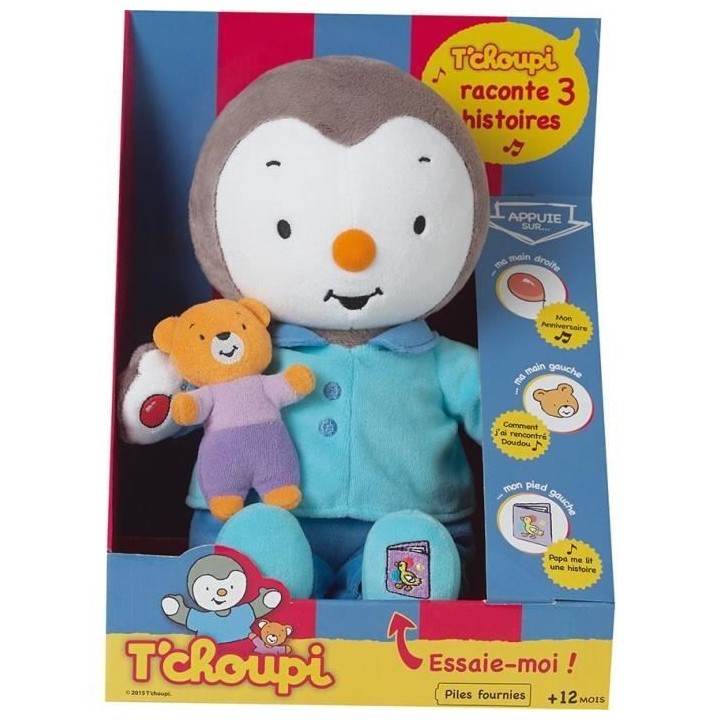 Peluche T'CHOUPI Raconte moi une histoire - JEMINI - ± 30 cm - Bleu -