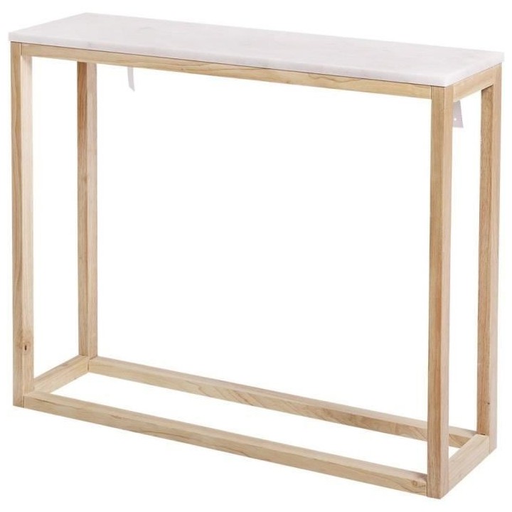 Console en marbre - Décor chene - L 90 x P 25 x H 75 cm - MIRANDA