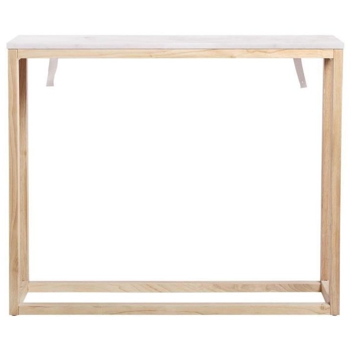 Console en marbre - Décor chene - L 90 x P 25 x H 75 cm - MIRANDA