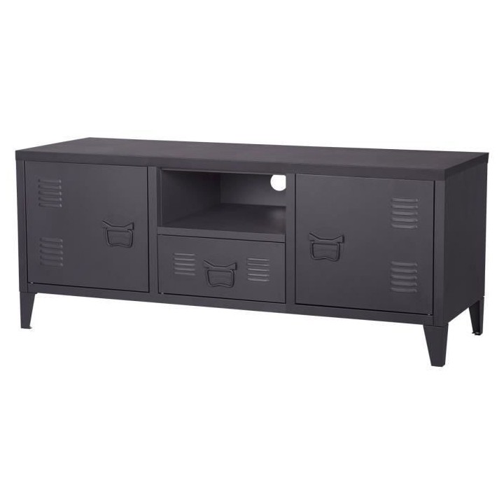 Meuble TV - Style industriel - En métal - L120 x H48 x P40cm - MODULO