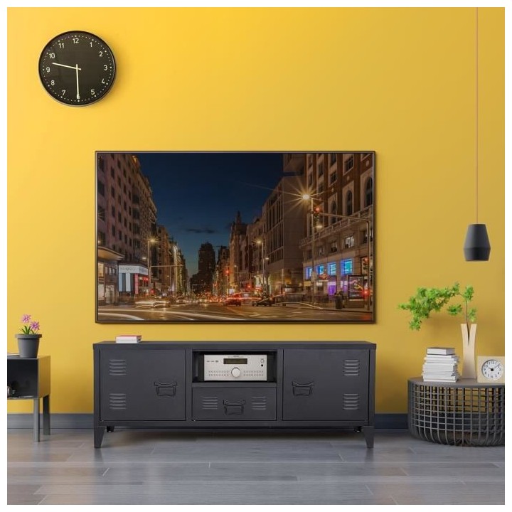 Meuble TV - Style industriel - En métal - L120 x H48 x P40cm - MODULO