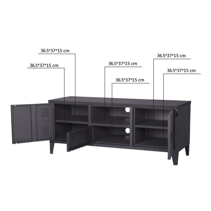 Meuble TV - Style industriel - En métal - L120 x H48 x P40cm - MODULO