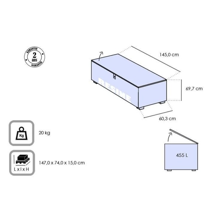 KETER - Coffre de rangement extérieur en résine 455 litres Gris - Ma